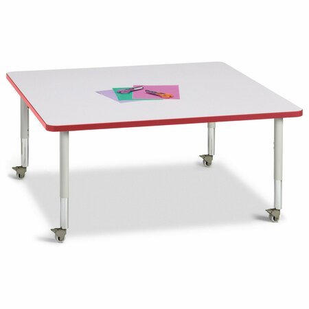 JONTI-CRAFT Berries Square Activity Table, 48 in. x 48 in., Mobile, Freckled Gray/Red/Gray 6418JCM008